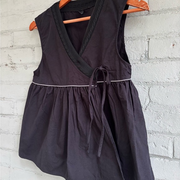 Black Sleeveless Wrap Blouse with Side Tie - Picture 3 of 7